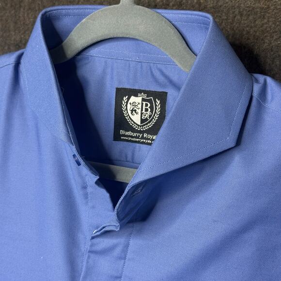 Blueburry Royale Men’s Button-Up Shirt | Royal Blue Hidden Placket | Size 17 - Picture 2 of 10